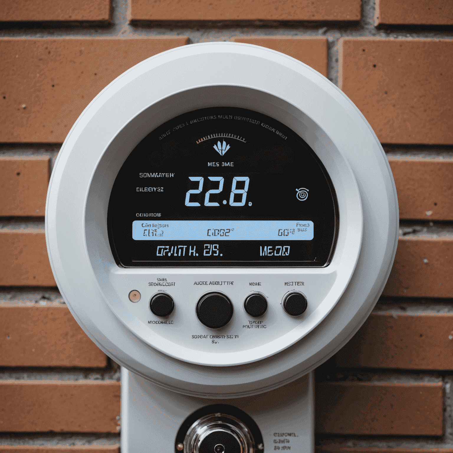 A close-up image of a modern smart meter installed on a Canadian home, with a digital display showing real-time energy consumption data and a maple leaf icon.